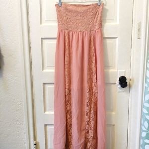 Lace Strapless Maxi Dress